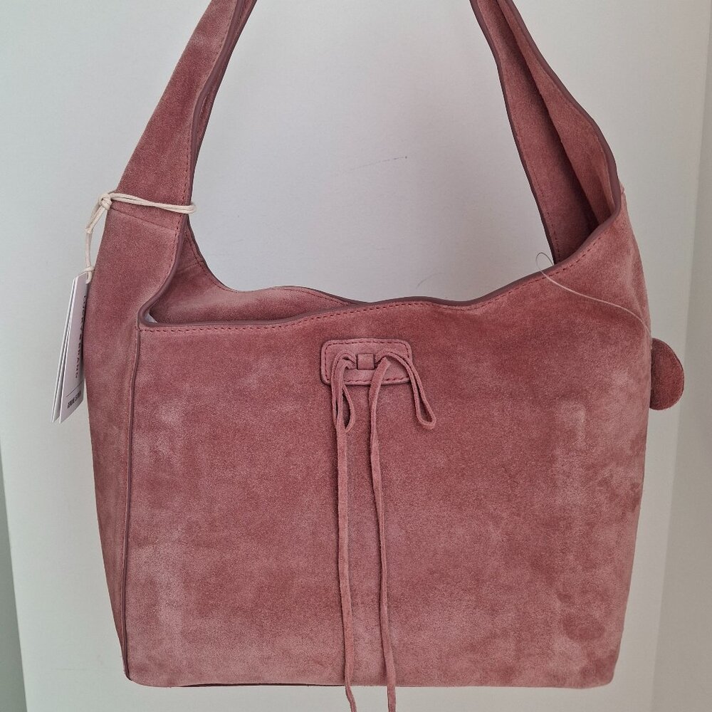(New) Lucky Brand / clem bow suede leather hobo shoulder bag (brick dust)